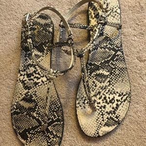 Snakeskin T-Strap Sandals